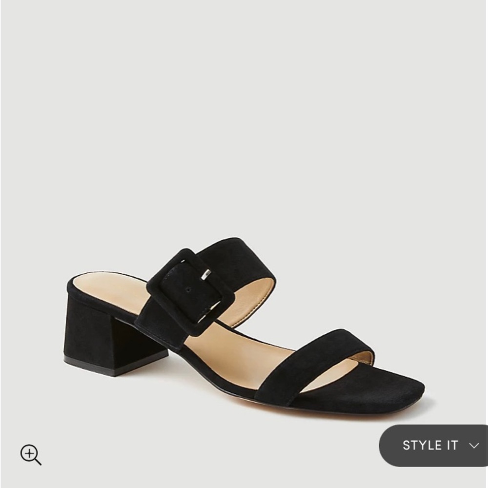 Ann Taylor Black Buckle Slide/Mule Sandal